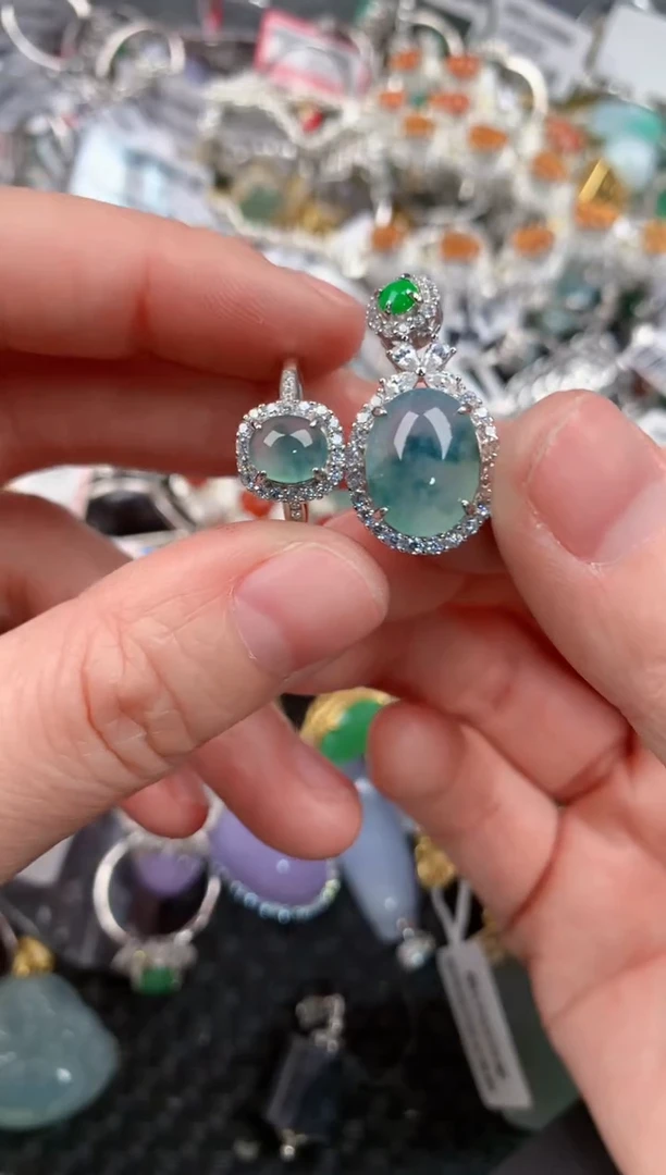 银S925镶嵌戒指翡翠1212---1