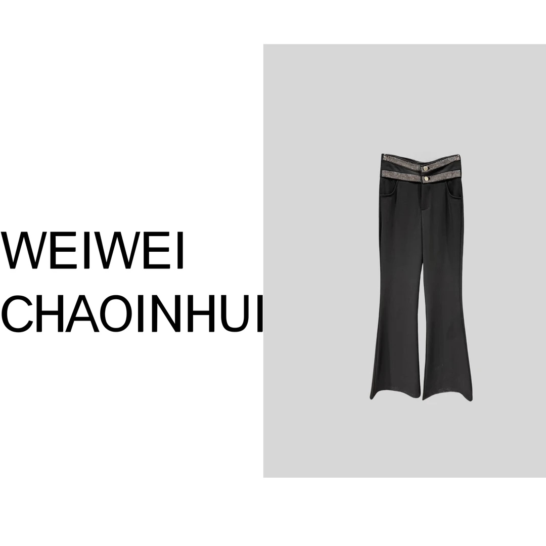 意模【薇薇高端欧货】春季【优雅】气质高腰双排烫钻西裤--30372522