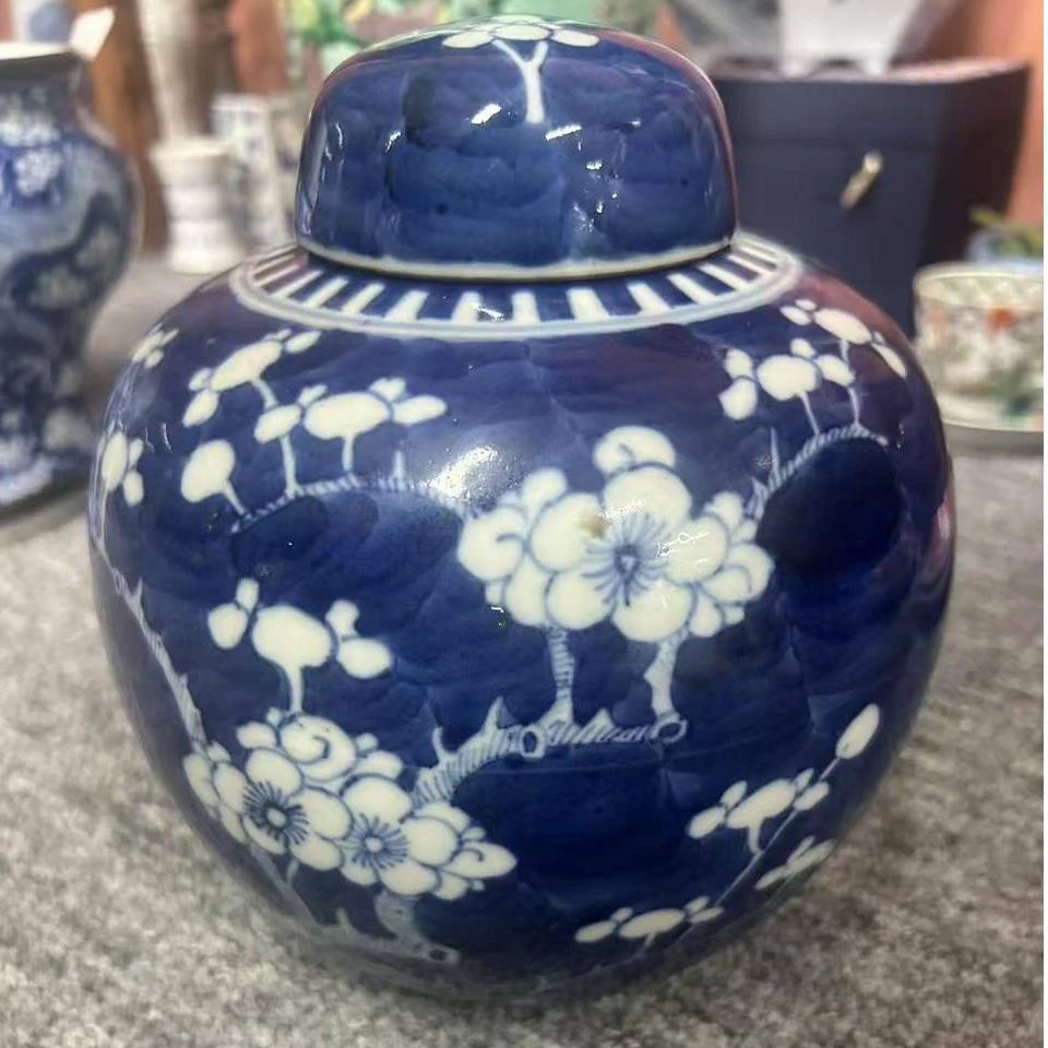 晚清 青花冰梅罐古陶瓷