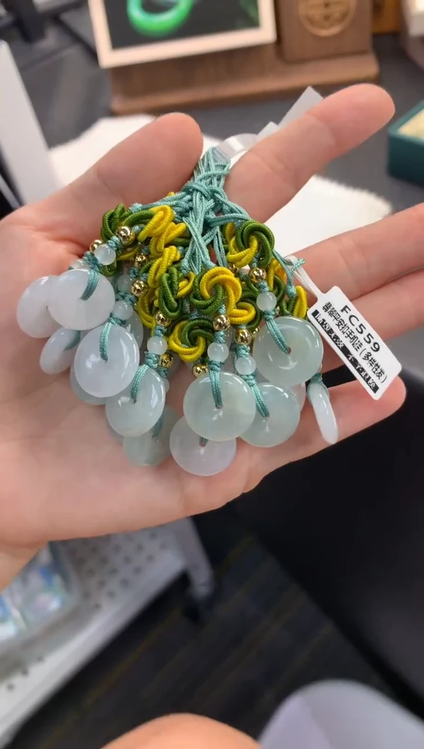 未镶嵌挂件翡翠FC559 翡翠平安扣手机挂 多样性发其一