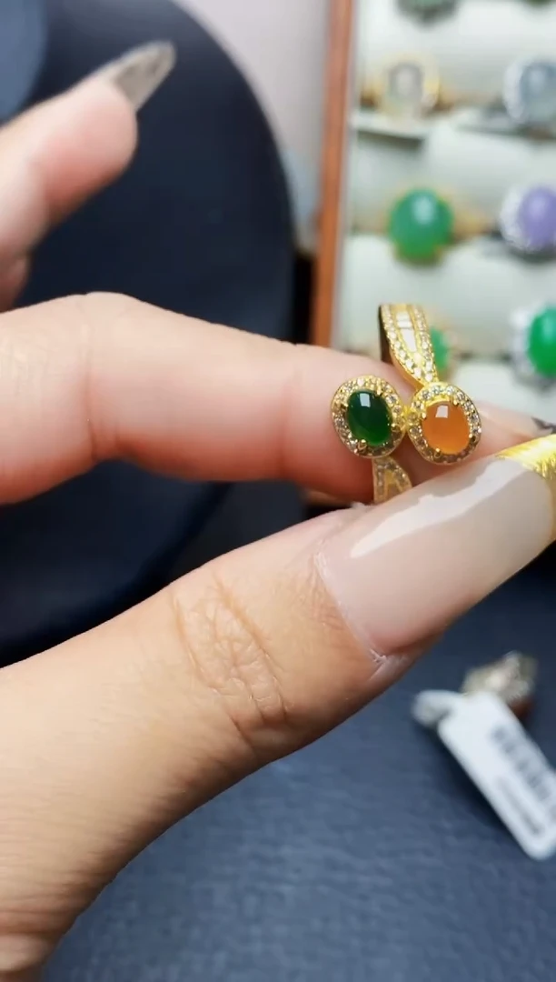银S925镶嵌戒指翡翠3542