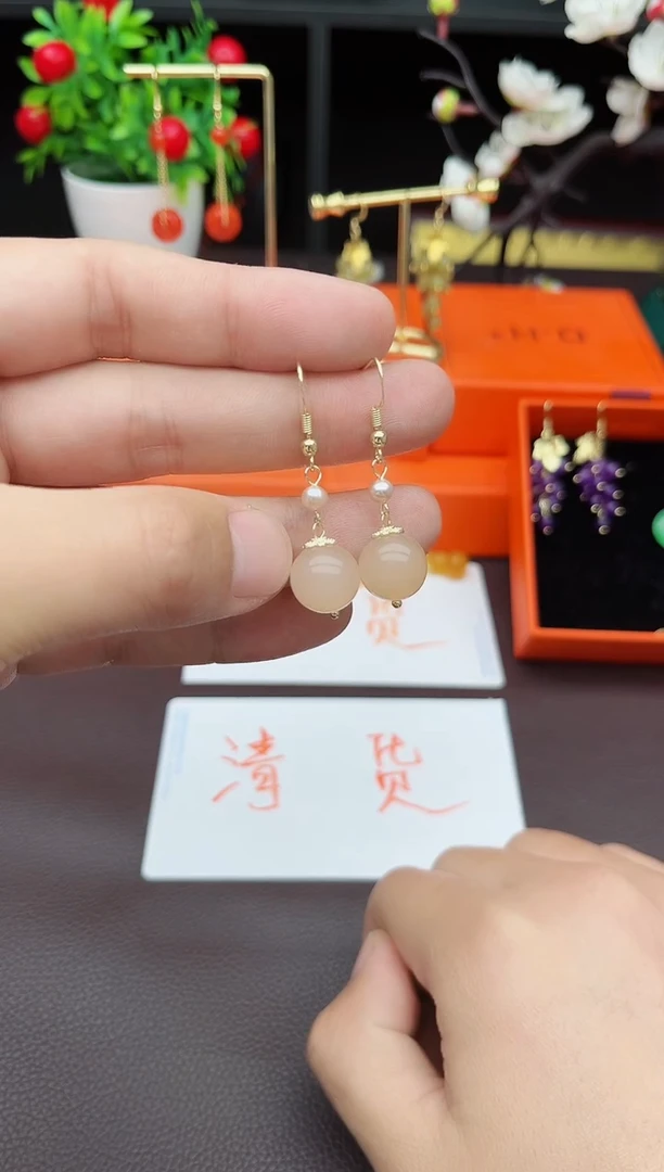 玛瑙/玉髓耳饰银S925镶嵌218000