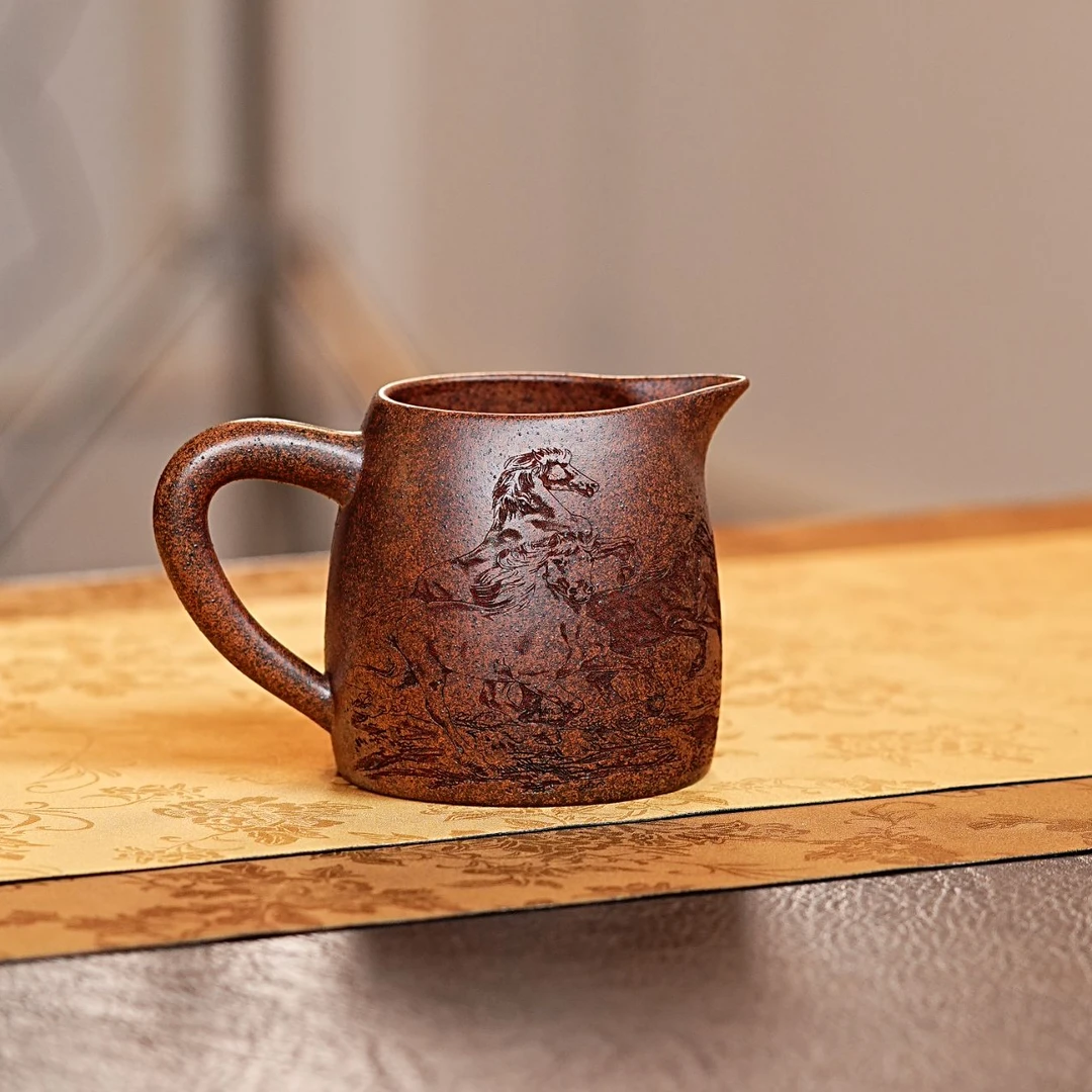 宜兴原矿紫砂龙骨金沙马到成功公道杯茶具 149