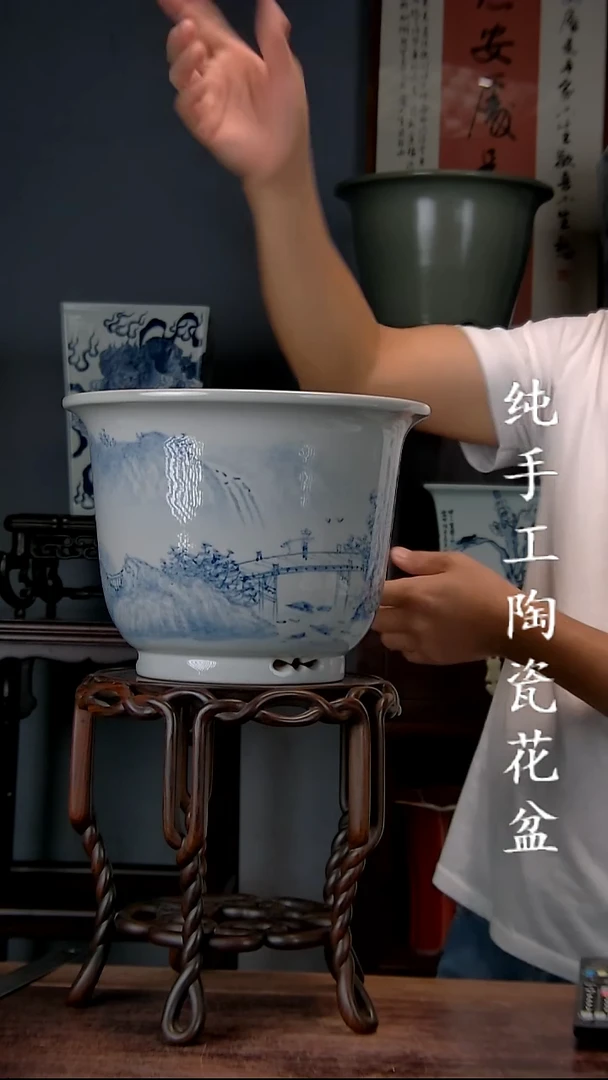 休*符景德镇手工陶瓷花盆