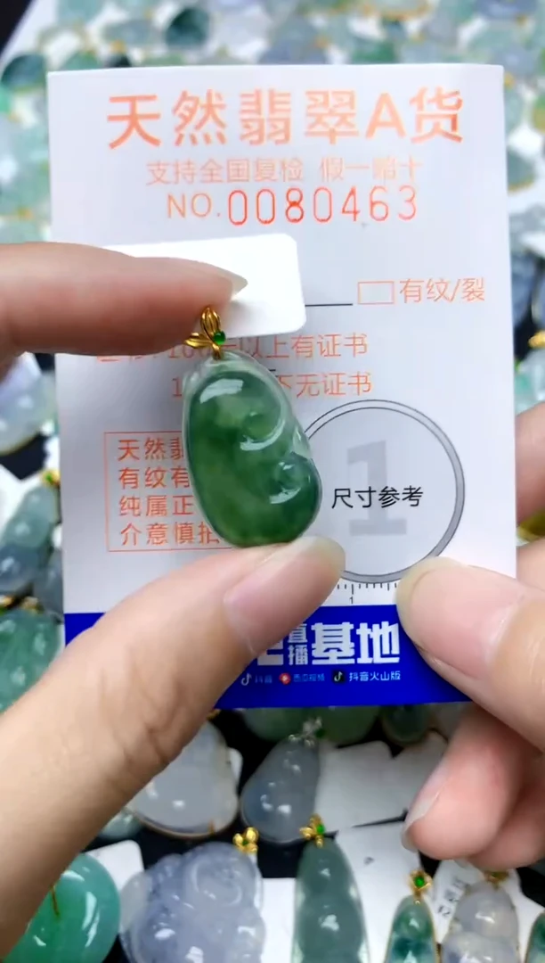 颈饰18K金镶嵌翡翠天然A货翡翠