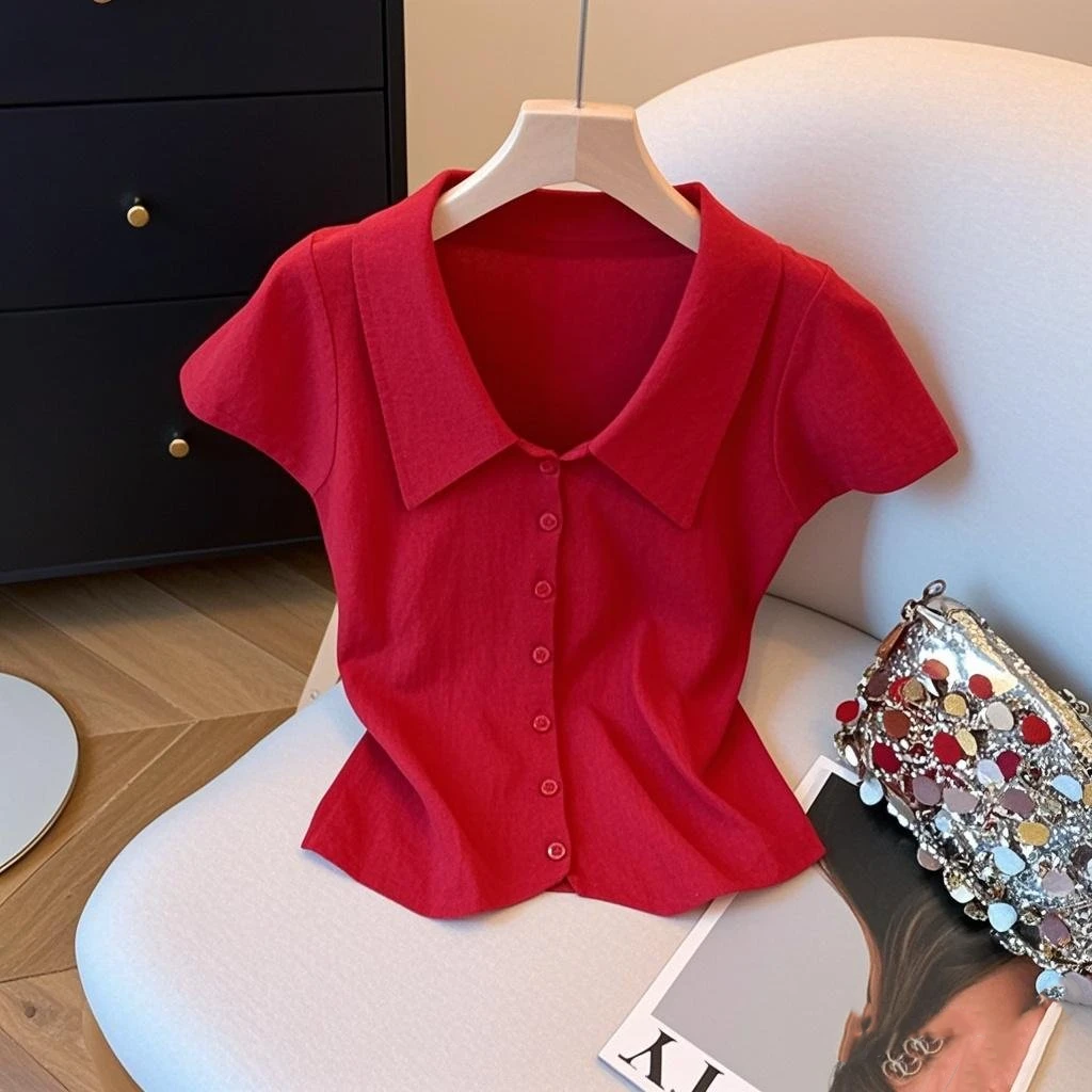 2025夏季新款欧货时尚爆款洋气别致绝美小众时尚显瘦上衣显白T恤