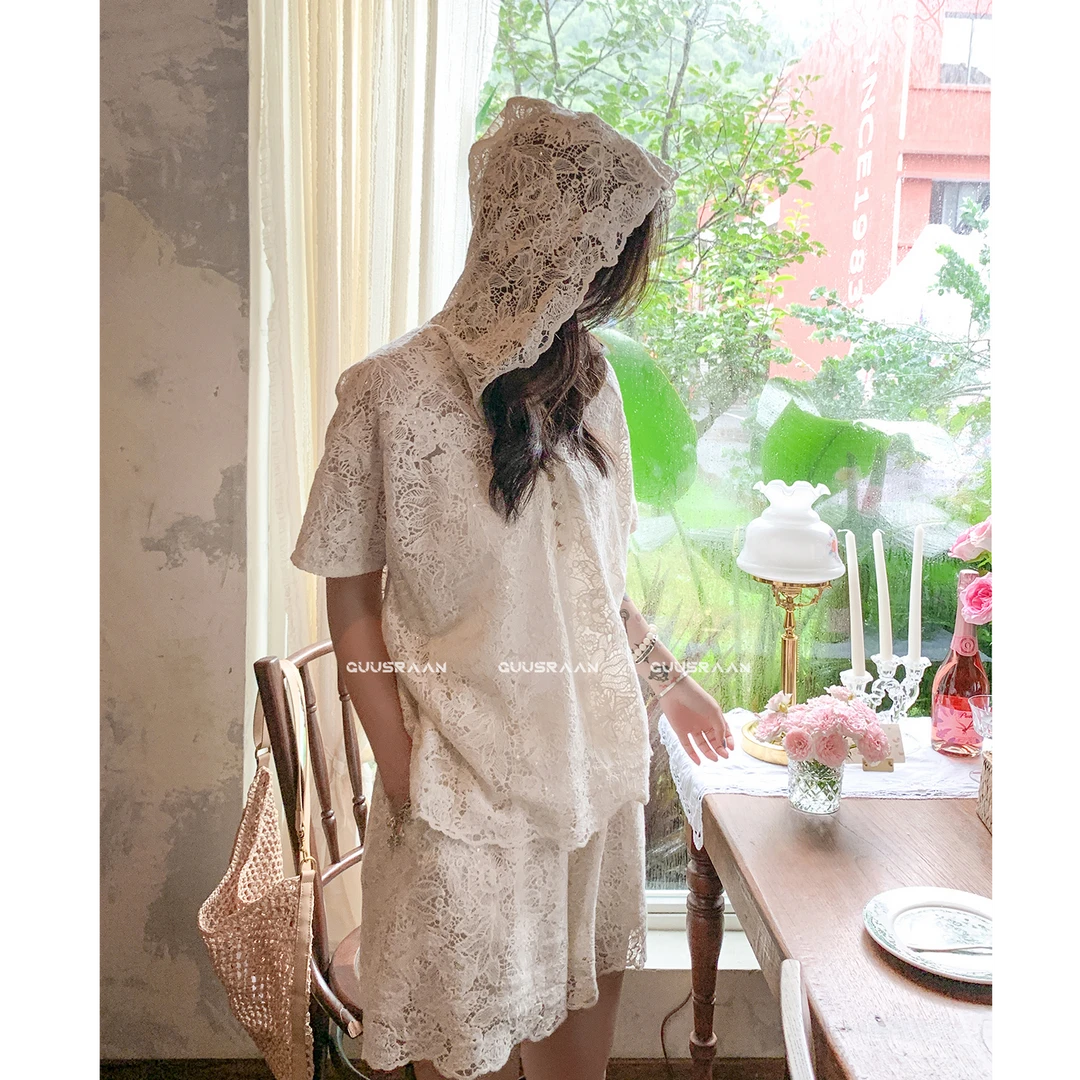 绝美蕾丝连帽上衣3116气质高级设计感轻奢镂空女夏新款