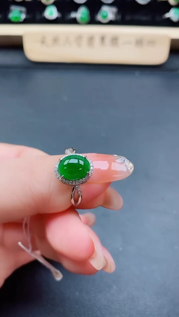 银S925镶嵌戒指翡翠1
