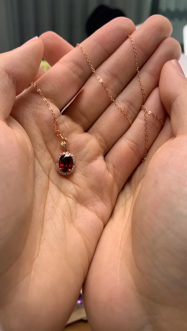 颈饰银S925镶嵌石榴石D18-1