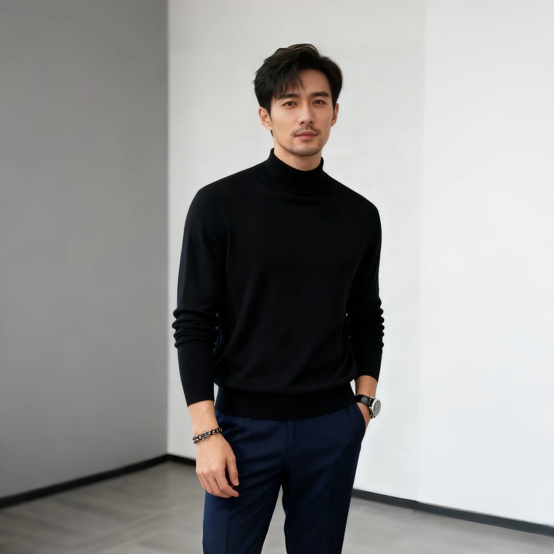 半高领毛衣衫纯色高领毛百搭男士毛衣B603