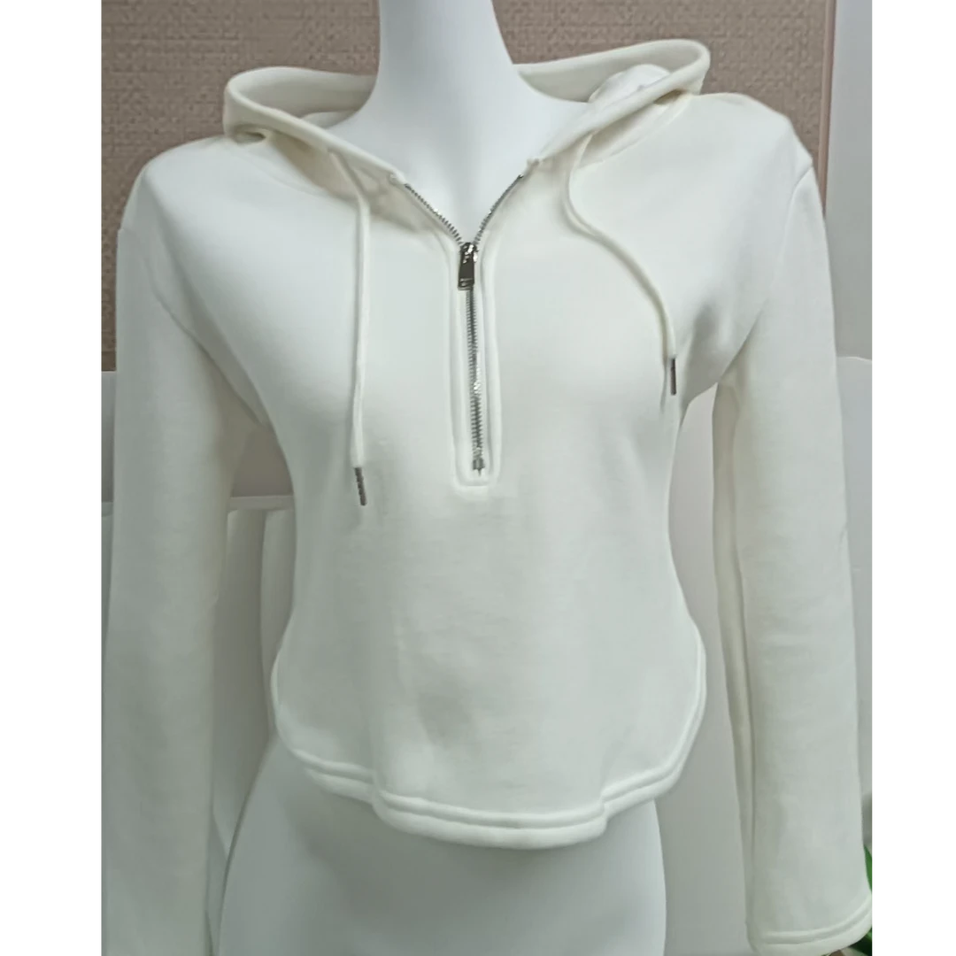 0619郑连帽卫衣女潮ins秋冬新款设计感小众宽松韩版短款上衣