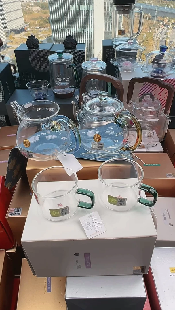 @@禾器清莲壶迷翠+浮莲迷翠+清禾对杯墨绿色+日式茶席