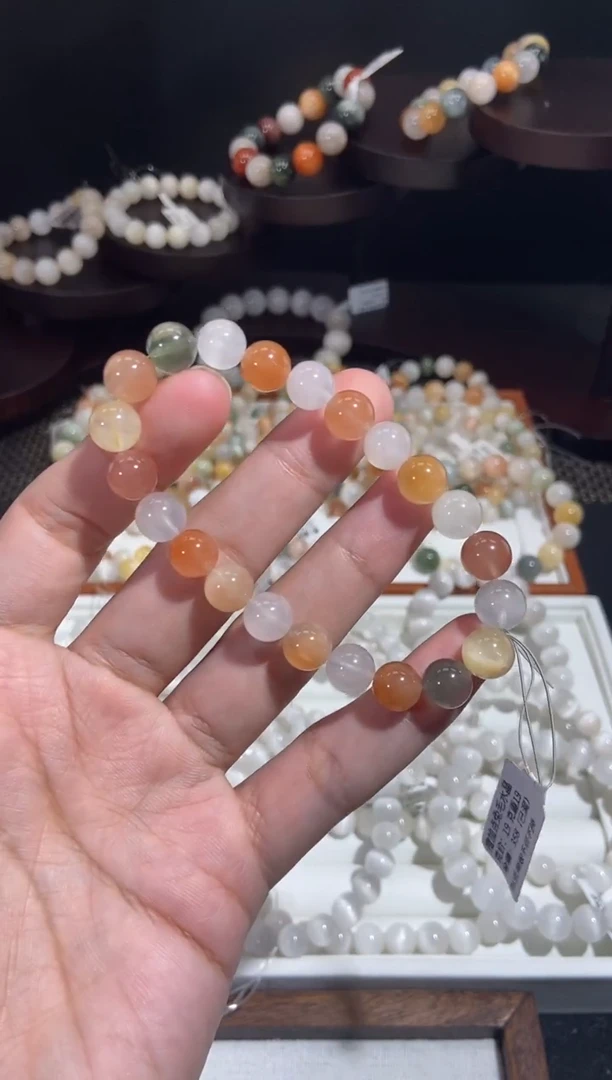 未镶嵌手串水晶27号链接-8咪+ 糖果配色 兔毛水晶