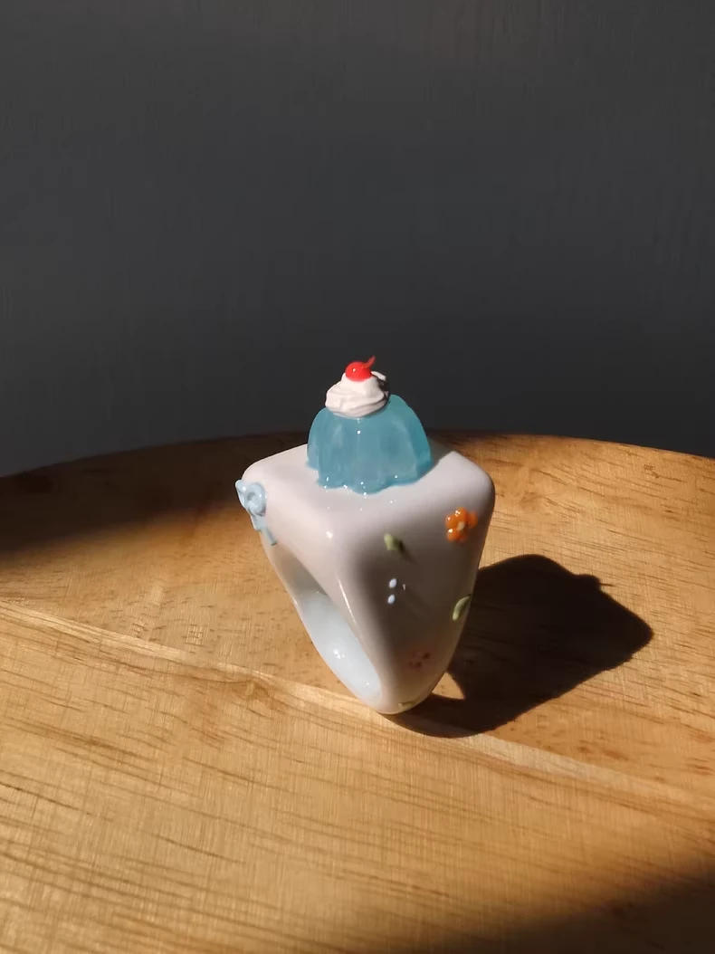 果冻戒指捏捏手绘 戒指周长≈52 手作戒指 夏日清新