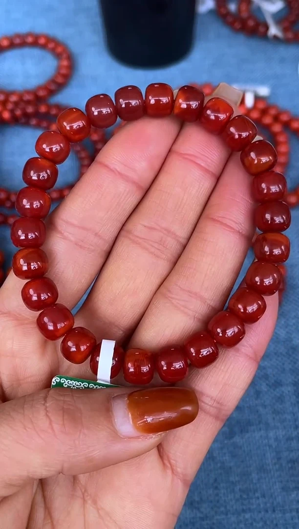 未镶嵌手串南红玛瑙N38凉山瓦西料原矿玫锦红单圈