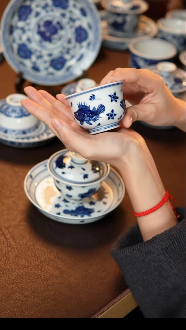 其他陶瓷桃花鲑鱼主人杯