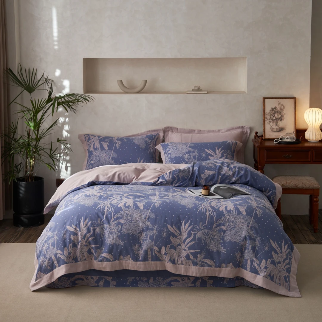 【法布丽娜】上新！！高端定制款！双层纱色织寂静山林贴边款四件套