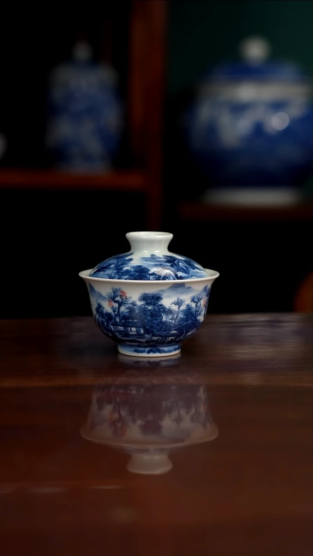 景琳藏 品茗图盖碗