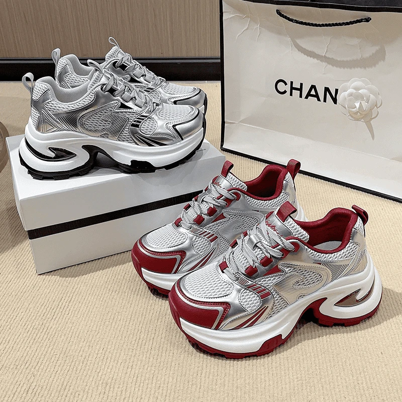 增高时尚休闲鞋酷飒厚底休闲鞋拼色春季ins厚底系带春夏鞋子D-9