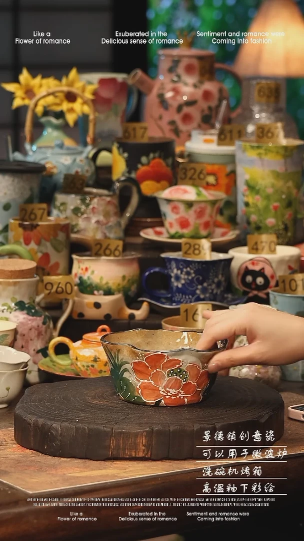 陶瓷景德镇高温釉下彩手工手绘款式