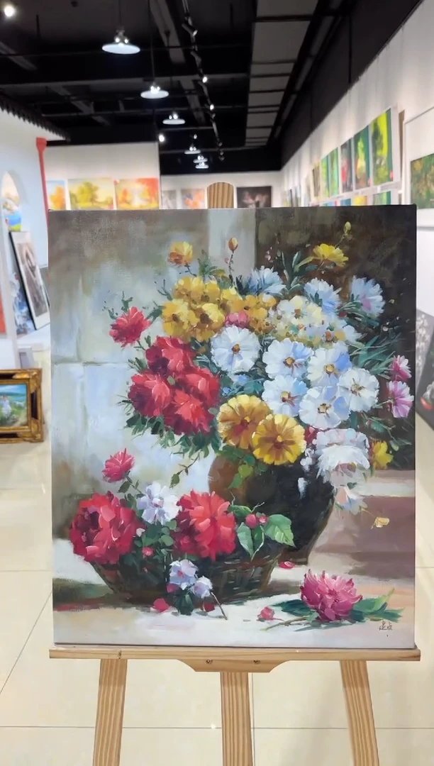 精品手绘油画作品《风景》50*60内框发