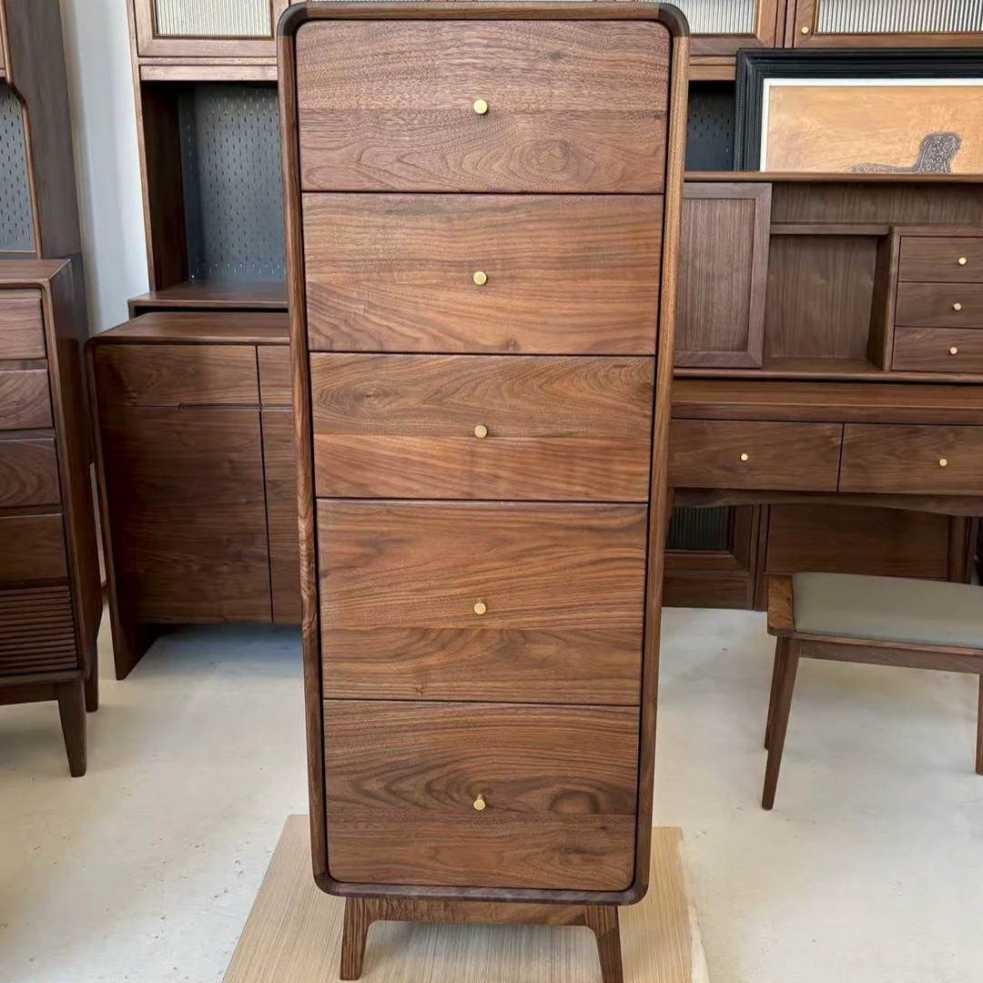 北美黑胡桃木原木五斗柜北欧简约客厅卧室储藏柜收纳柜