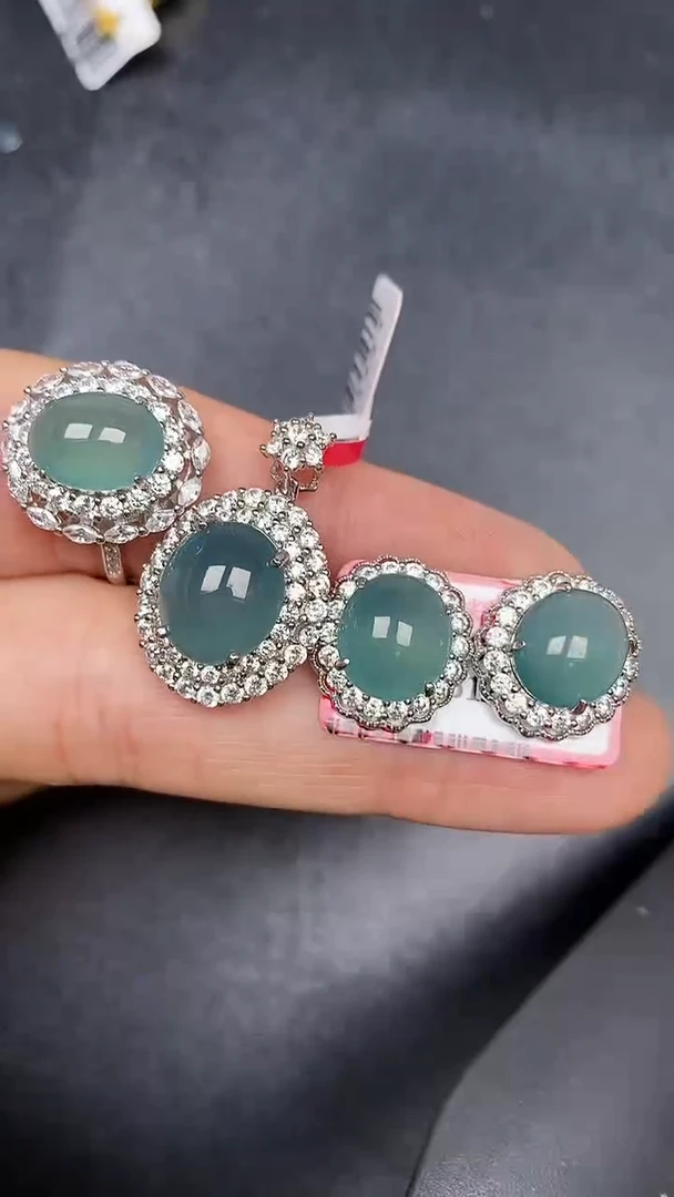 银S925镶嵌戒指翡翠7100