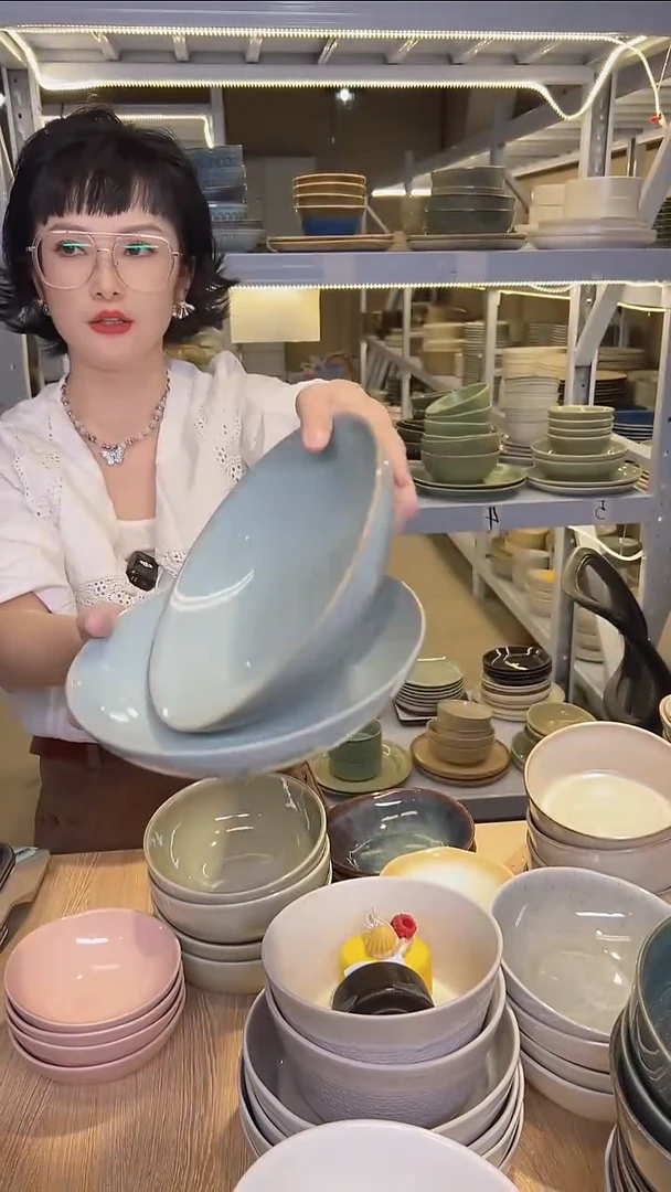 瓷127外贸尾货高温釉下彩陶瓷餐具默认微瑕