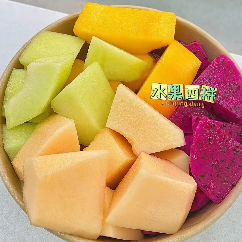 果切【鲜果现切】哈密瓜+玉菇瓜+火龙果+水仙芒 四拼一盒约一斤