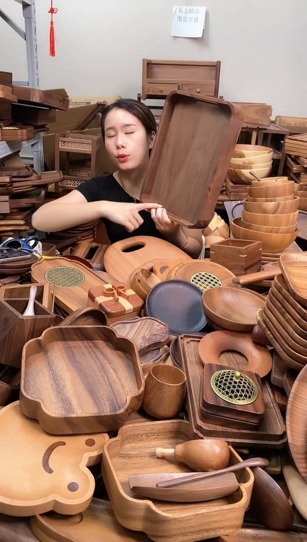 木   北美黑胡桃木圆角托盘36*26*5cm