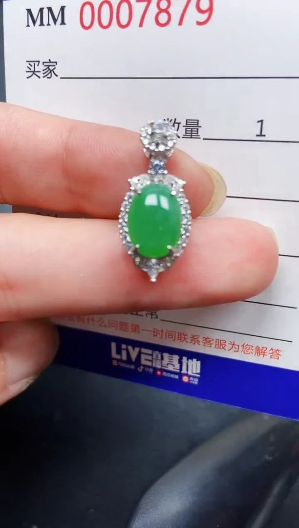 翡翠银S925镶嵌颈饰7879