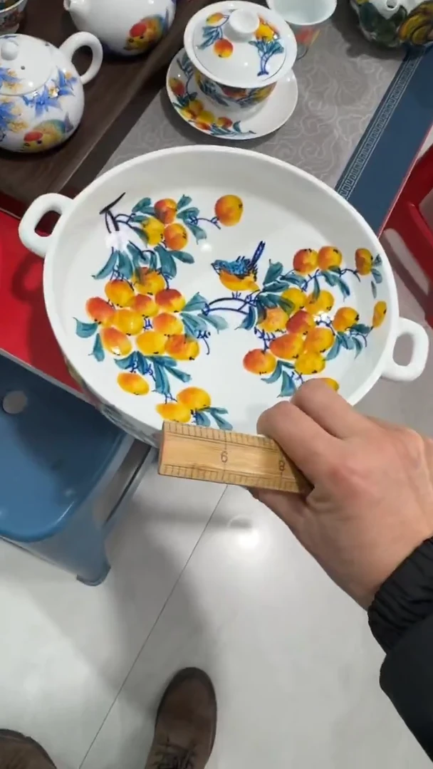 摆件陶瓷半*醋景德镇高温瓷（双耳大汤锅）