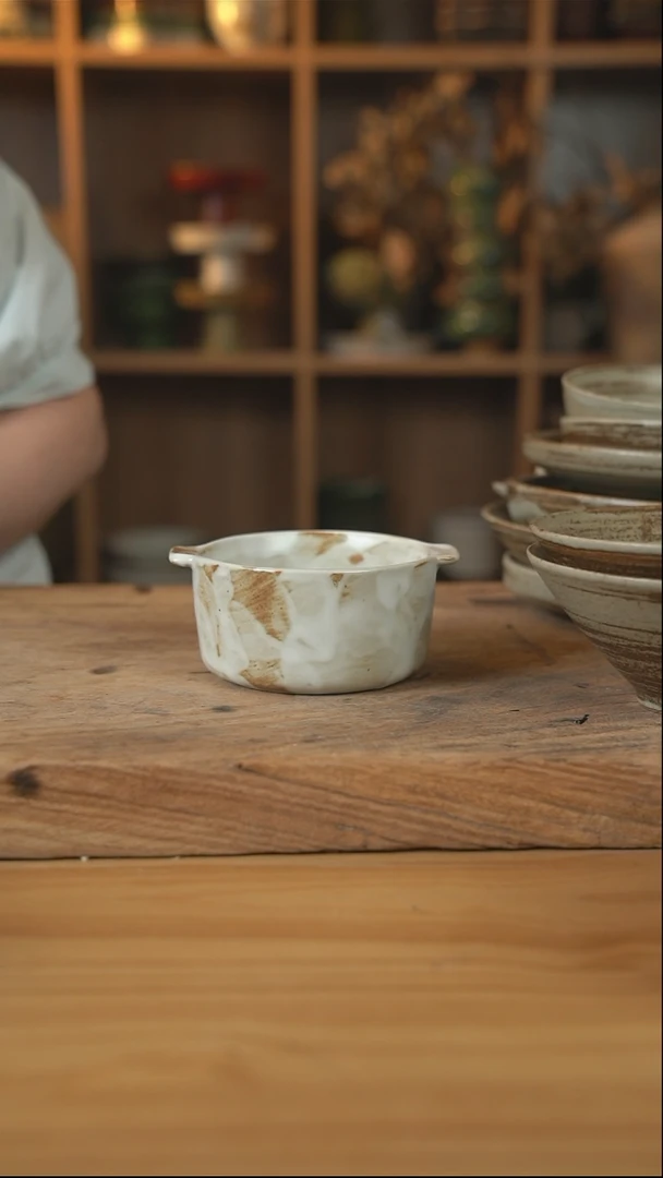 粉影系列的双耳早餐碗