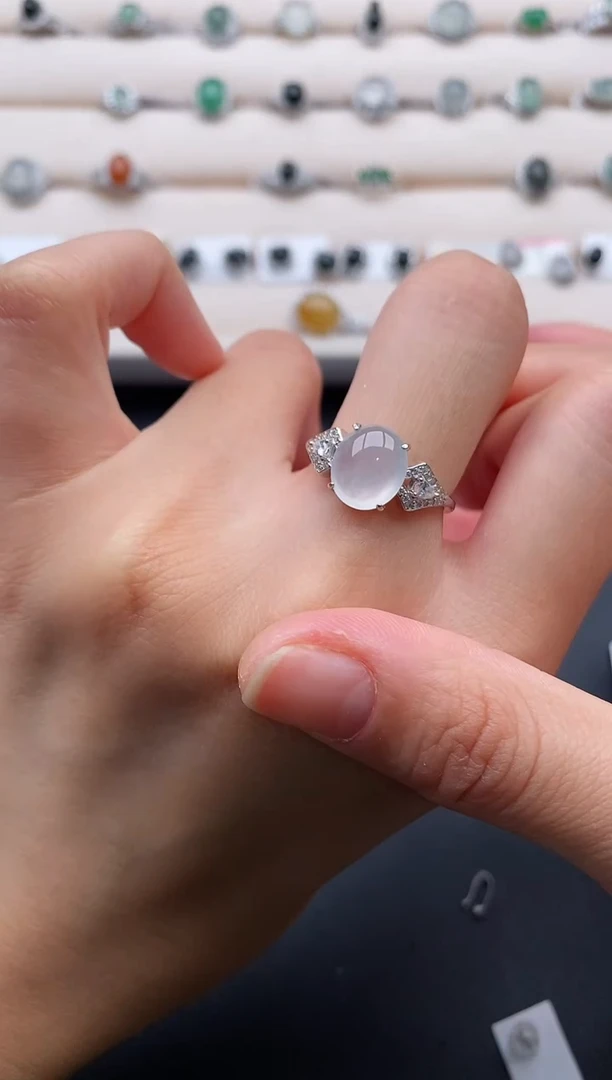 银S925镶嵌戒指翡翠2222222+8