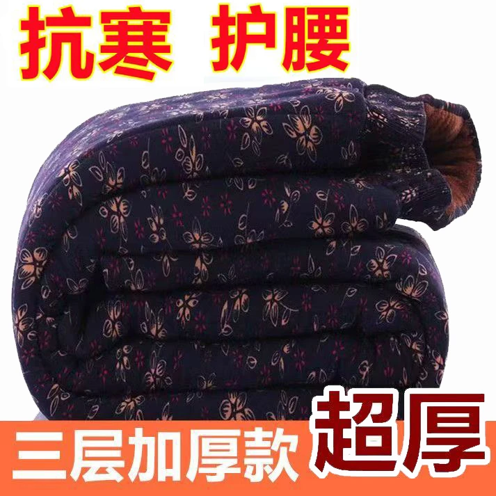 中老年仿驼绒棉裤女高腰加绒保暖裤老人三层加厚冬季奶奶宽松2