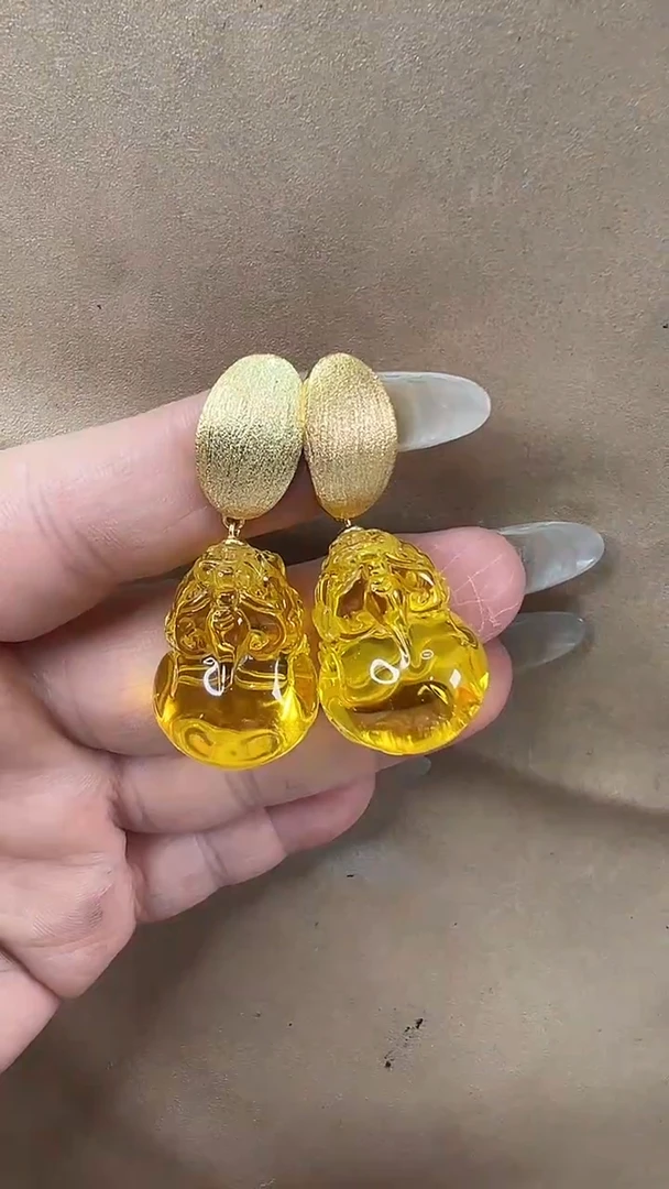 琥珀颈饰未镶嵌耳环