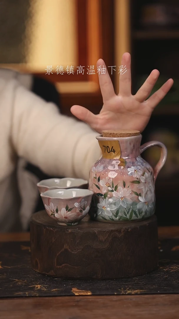 陶瓷景德镇高温釉下手绘陶瓷@L704@