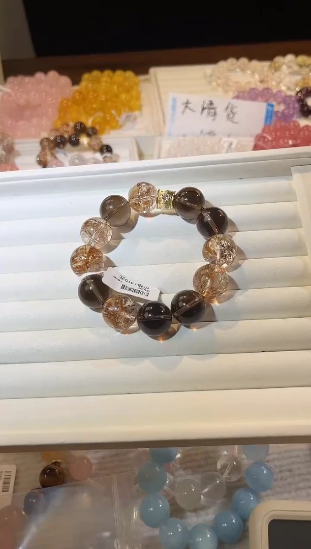 合成欧泊未镶嵌手串多样性发一Q84琥珀鎏金16mm