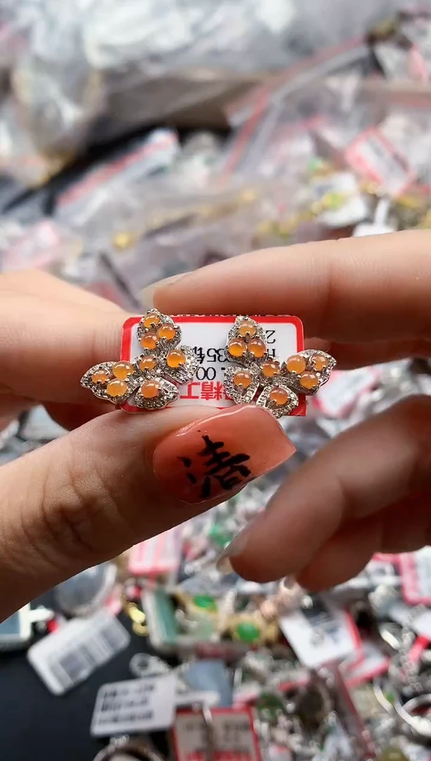 银S925镶嵌戒指翡翠天然A货缅甸翡翠