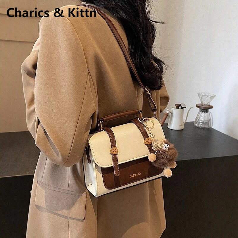 Charics&Kittn复古包包女式2025新款秋冬斜挎包真皮手提包小方包