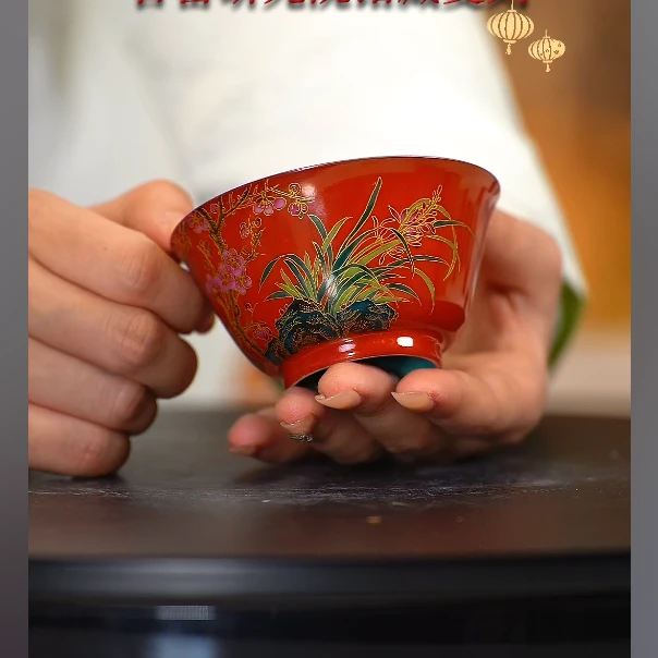 【樊匠造器专属】掐丝珐琅梅兰撇口杯