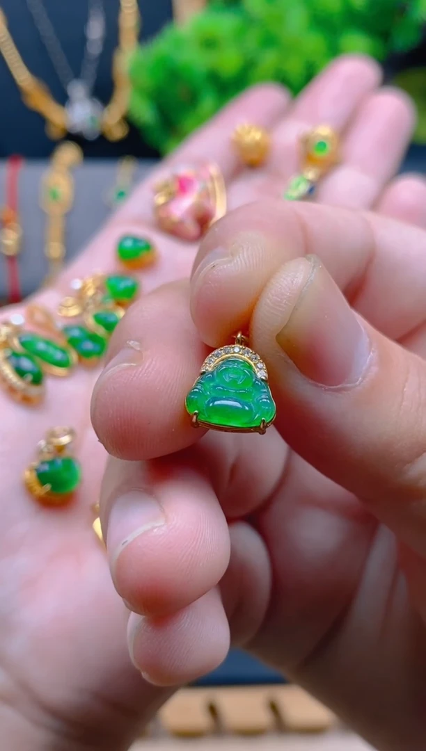 吊坠(不含链)银S925镶嵌翡翠佛公万能扣