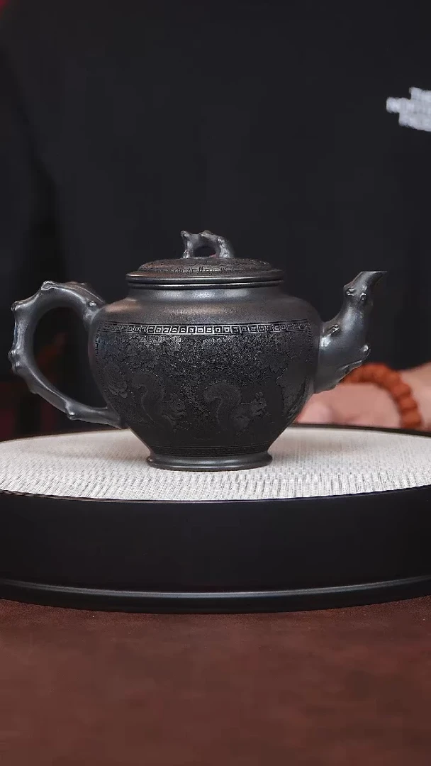 茶杯紫砂宜兴紫砂 松鼠竹节报春 石黄 高艳