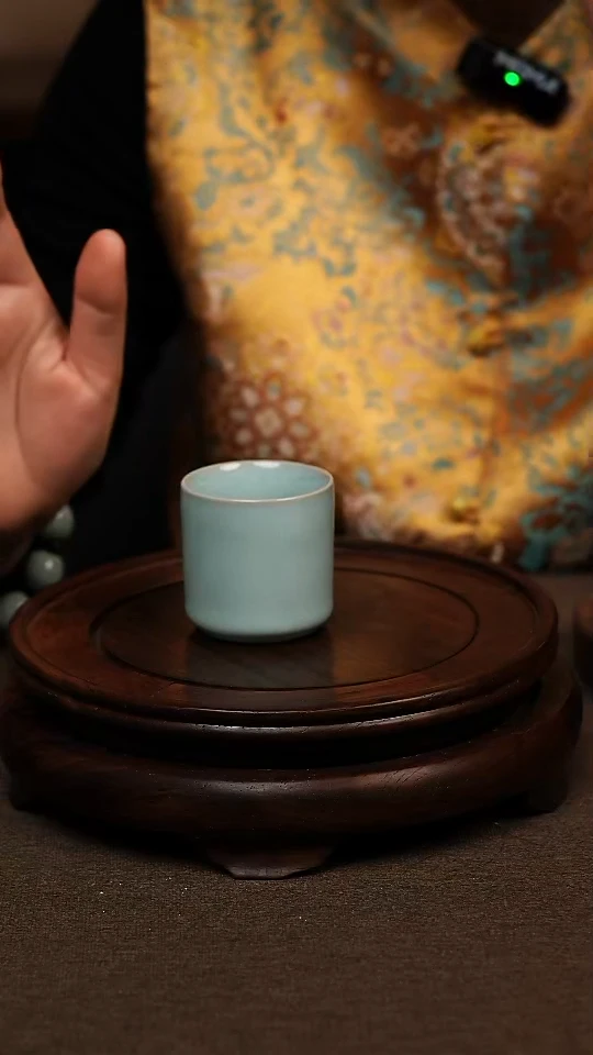 瓷片天青色扳指杯50ml微瑕不带礼盒