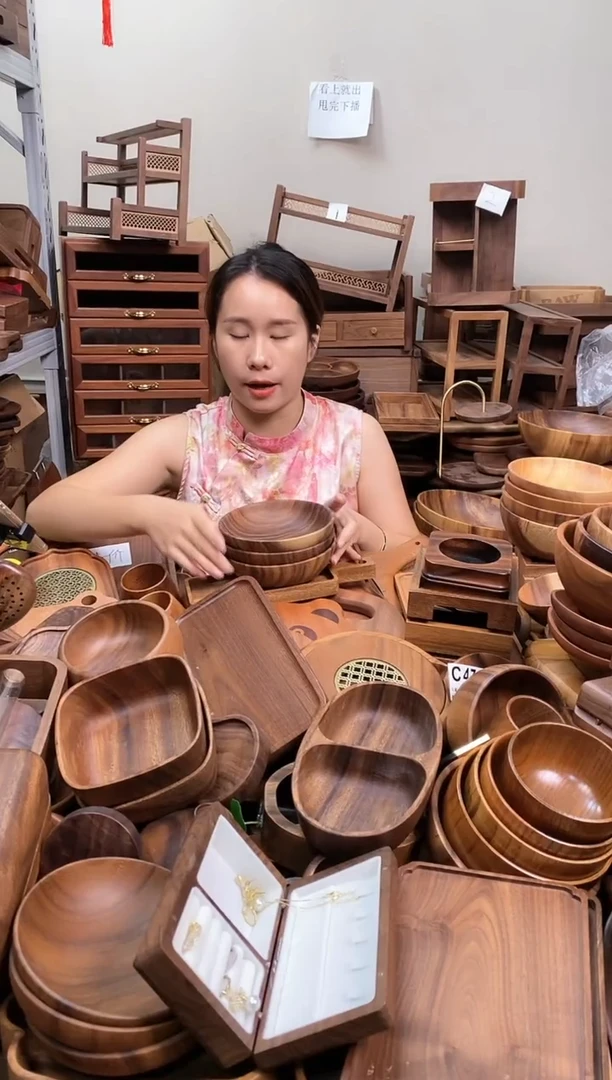 南美胡桃木深碟16*4cm   内销