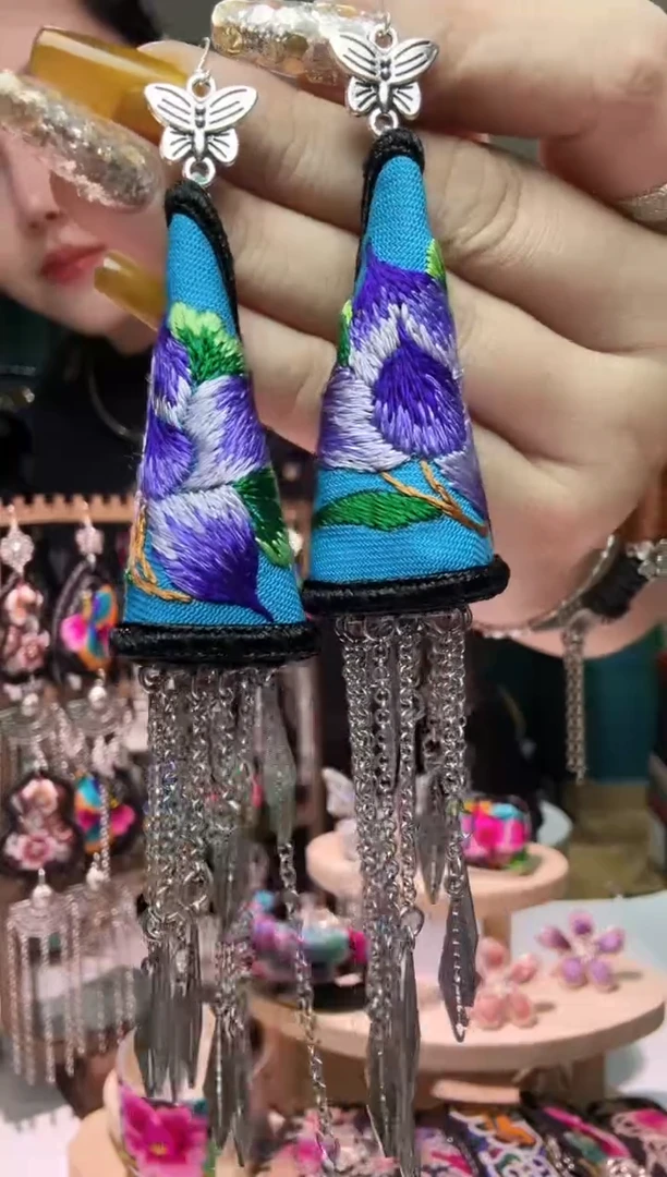 刺绣族*纯手工民族风耳环