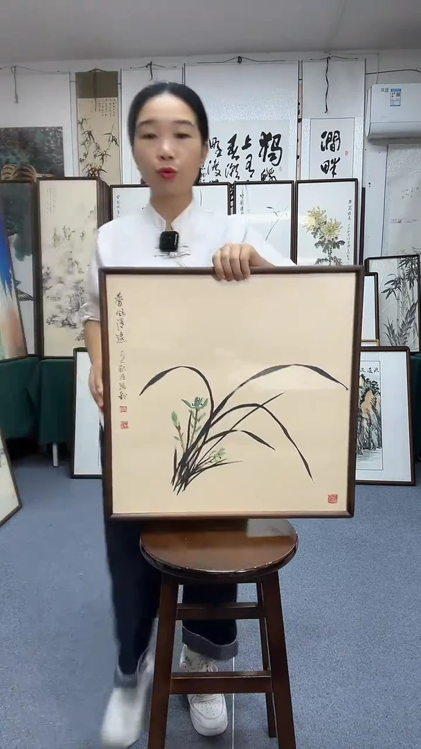 国画52*52实木画框京东包邮手绘