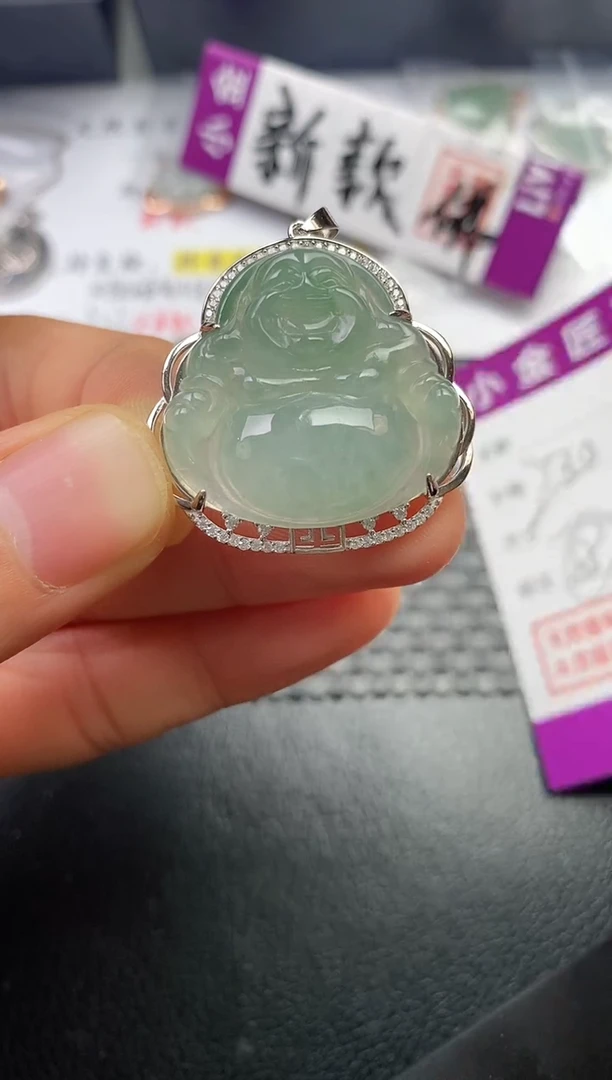 颈饰银S925镶嵌翡翠张*j挂件