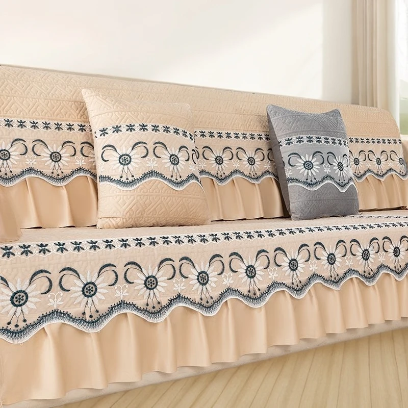 新款绒面四季防滑加厚高档沙发垫直排贵妃踏通用耐磨不起球简约垫