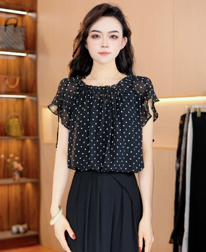 5311-3【法式波点】气质女士小衫